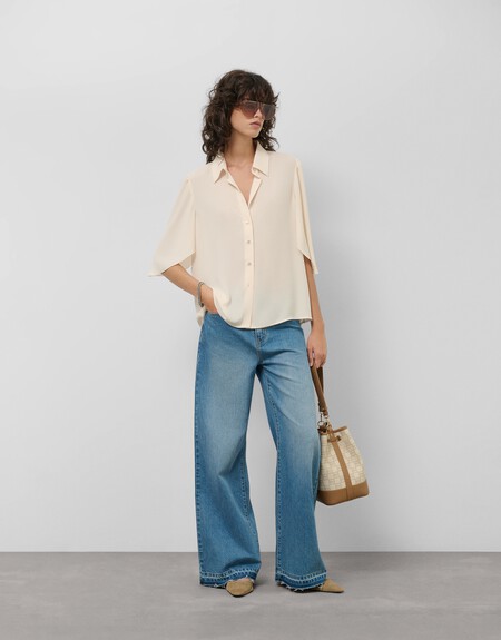 Pantalon Ancho Vaquero Azul Claro