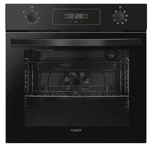 Candy Idea FIDCP N615 L, Horno Multifunción, 65L, 1 Bandeja y 1 Rejilla, Ventilador Radial, Limpieza Aquactiva, Convección + Ventilador, 8 Funciones, Mandos Push&Pull, Puerta Doble Cristal, Negro