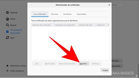 Cómo importar y exportar un certificado digital en Firefox