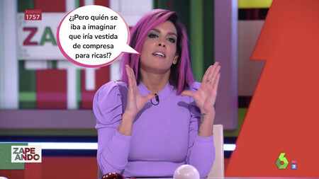 Lorena Castell, muy decepcionada con el vestido de la Pedroche, cumple su promesa y aparece en 'Zapeando' con el pelo rosa