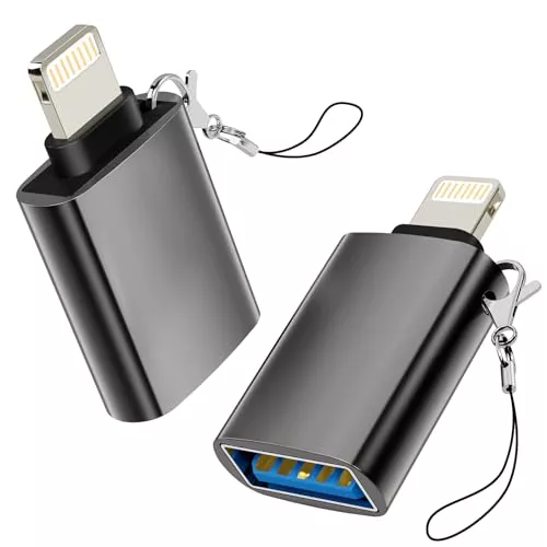 Zestiq Adaptador Lightning a USB, Cable Dongle Lightning Macho a USB-A Hembra para iPhone 14 13 12 11 Pro MAX/iPad, Adaptador OTG iPhone Soporta Memoria, Ratón, Teclado, Cámara, Lector de Tarjetas