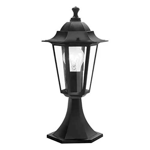 Eglo Lámpara de exterior Laterna 4, luz de exterior de 1 llama, lámpara con base de aluminio fundido y cristal, color negro, portalámparas E27, IP44