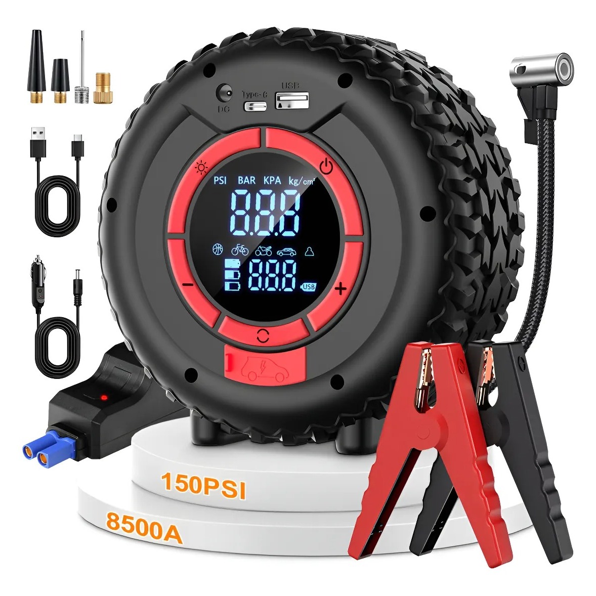 Arrancador de batería recargable con inflador