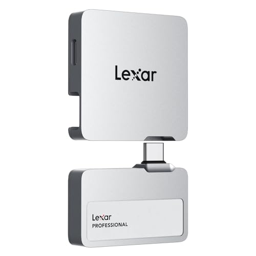 Lexar Professional Go - SSD portátil con HUB de 1 TB, ultracompacto, hasta 1050 MB/s de Lectura y 1000 MB/s de Escritura, USB 3.2 Gen 2, para iPhone 15/16, Color Plateado