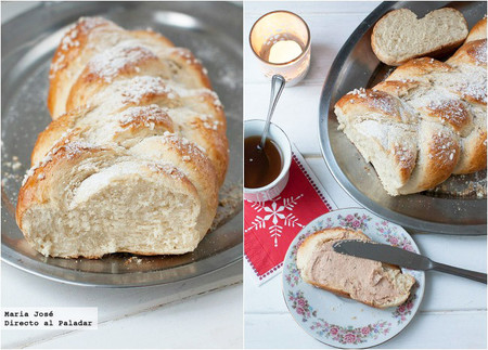 Trenza de brioche con foie. Receta de Navidad