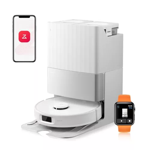 roborock Qrevo Edge S5A Robot Aspirador y Fregasuelos 18.500 Pa, Sin Enredos, FlexiArm Cepillo Lateral y Mopa, Lavado con Mopa de Agua Caliente y Autolimpieza, Secado con Aire Caliente, Blanco