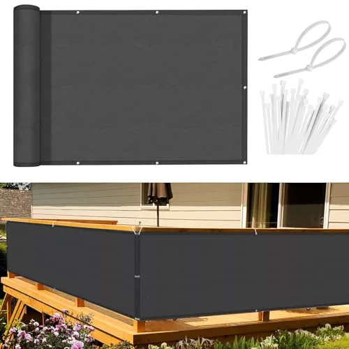 Sunnylaxx Balcon Privacidad 90x300cm Antracita, Pantalla De Privacidad Balcon Protección PES, Incluye Bridas para Cables