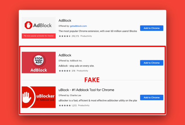 Fraude Adblockers Chrome