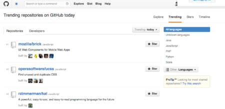 Github como fuente de inspiración y de descubrimiento de tendencias en desarrollo de software