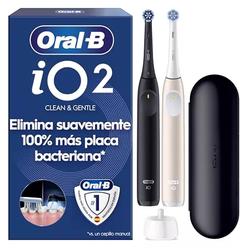 Oral-B iO 2 Cepillos de Dientes Eléctricos, Negro y Rosa, Pack de 2