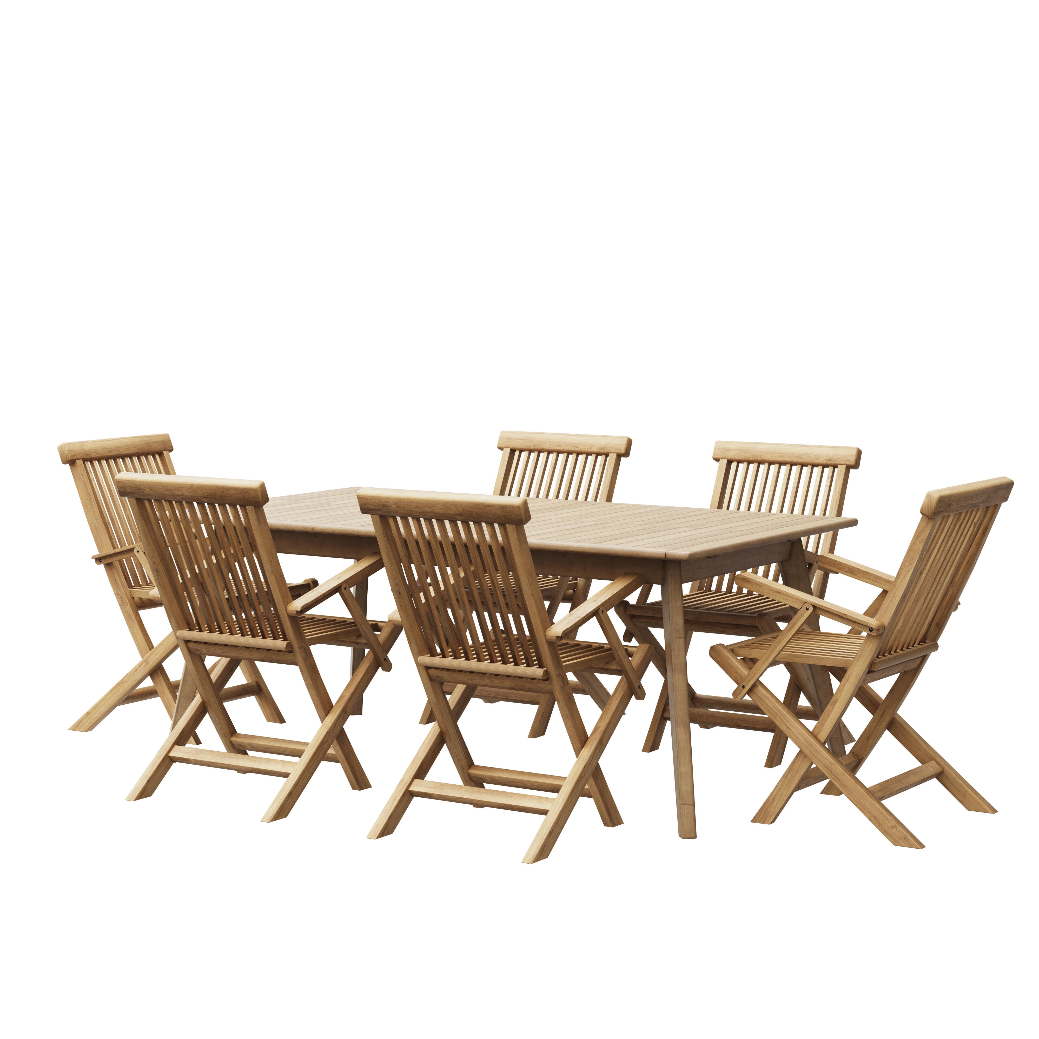 Conjunto de jardín Tahití-Abelia extensible c/brazos de teca para 6 comensales
