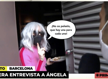 La mujer de Josep Maria Mainat, Angela Dobrowolski, da la cara y unos cruasanes a los medios con una nueva peluca