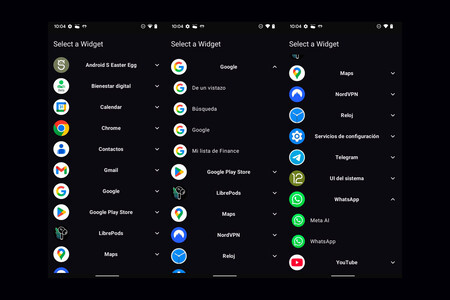 Lista de widgets que estarão disponíveis em breve no Android Auto.
