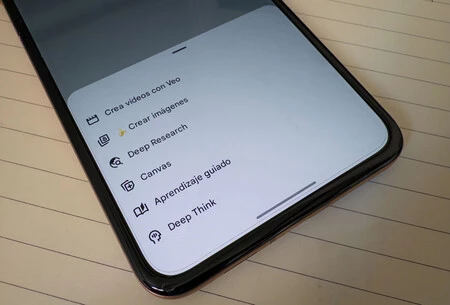 Opciones de Gemini en un móvil Android