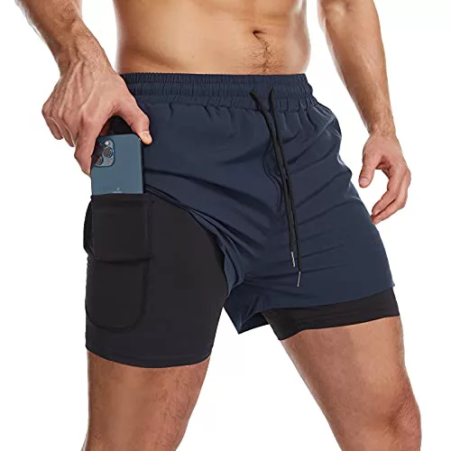 Danfiki Pantalones Cortos de Running para Hombre con Bolsillo
