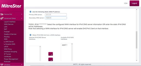 DNS Cloudflare en router Movistar