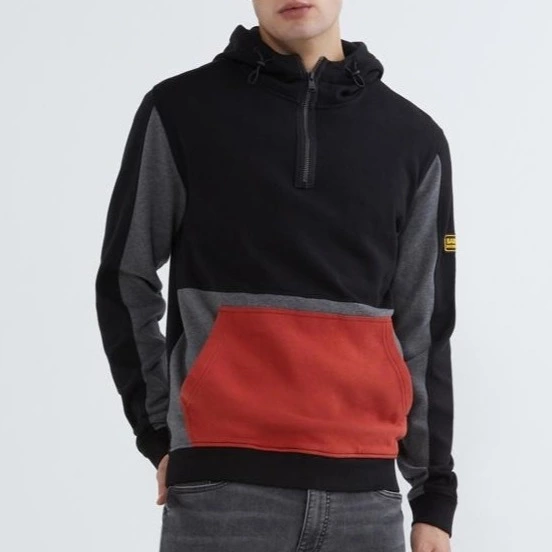 Barbour Sudadera de hombre de media cremallera y bolsillo de canguro