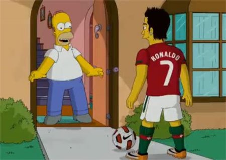 Cristiano Ronaldo le mete un gol a Homer Simpson