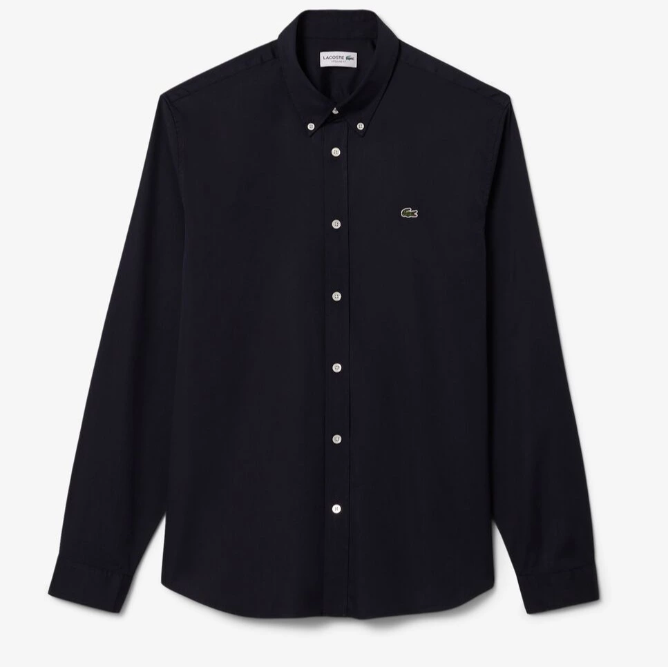 Camisa de hombre de corte regular de algodón de manga larga - Lacoste - Azul marino
