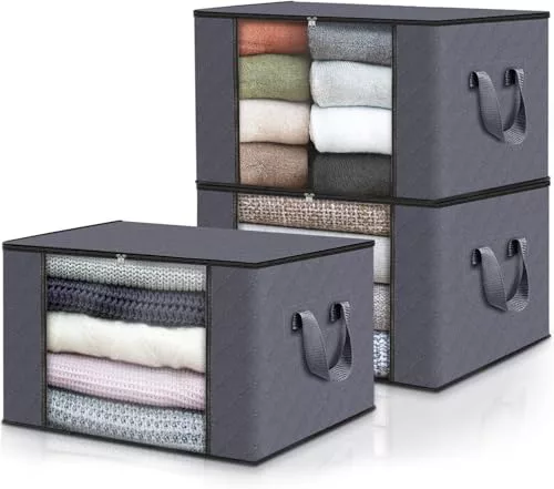 edihome, Cajas Almacenaje Ropa, Bolsas para Guardar Ropa (Pack de 3)