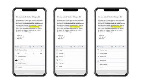 iOS 版 Office のさまざまな Word ツール。