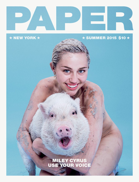 Miley Cyrus, la cerda y un despelote, todo uno en Paper Magazine