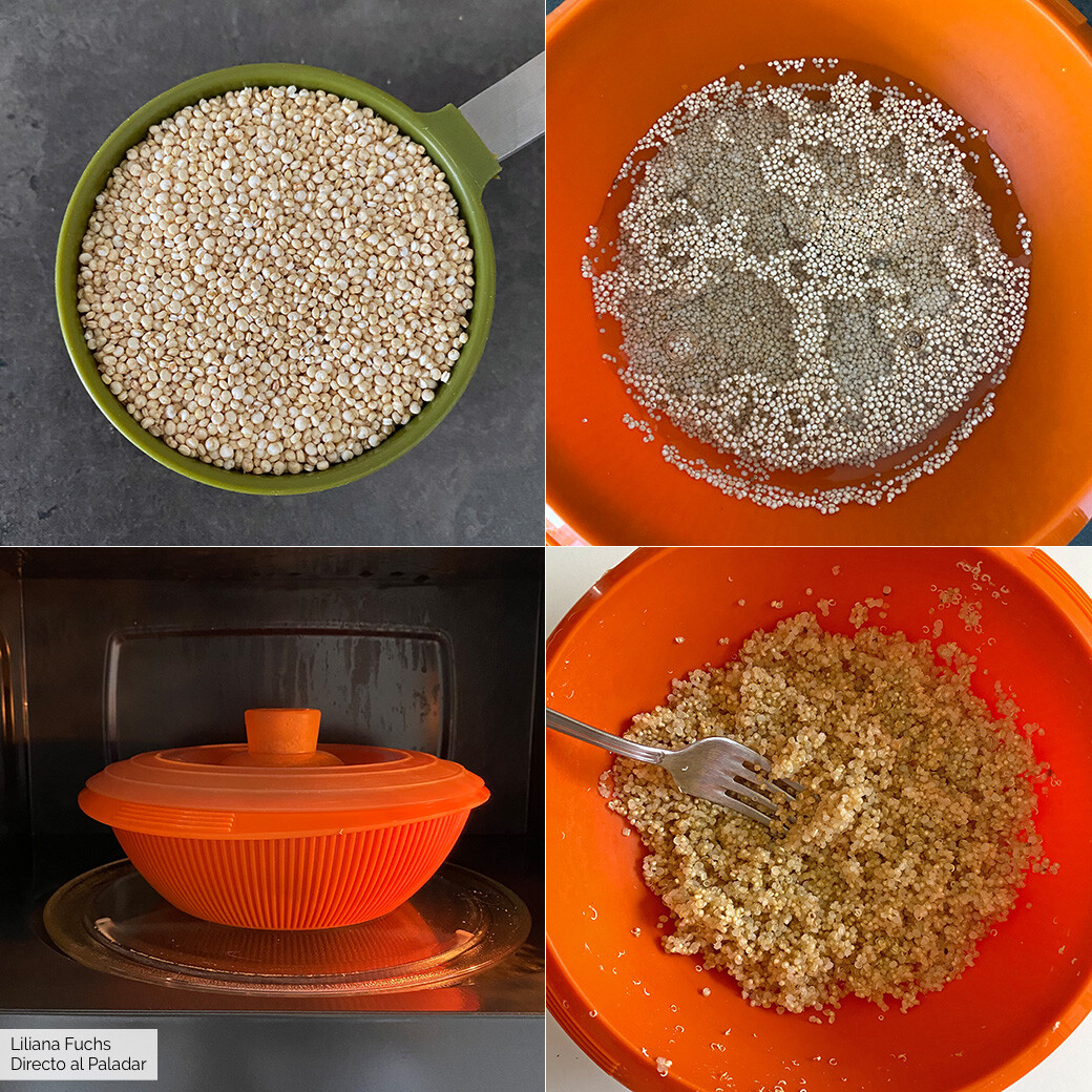 Quinoa cocina en el microondas. Recta de cocina fácil, sencilla y deliciosa
