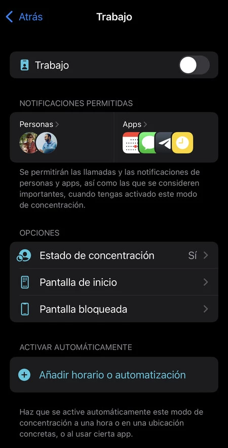 Ios 15 Concentracion Opciones