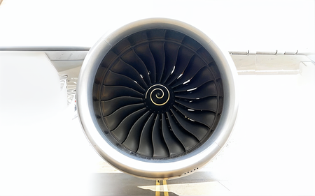 Vista frontal do ventilador de um Rolls-Royce Trent XWB