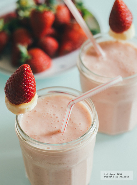 Smoothie de plátano y fresas. Receta