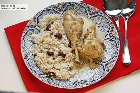 Receta de pollo al estragón con arroz y pasas