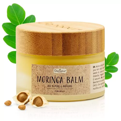 Bálsamo Natural Reparador e Hidratante con Aceite de Moringa – Para Cara, Manos, Pies y Cuerpo – Ideal para Piel Seca – 50 g – Ganopur