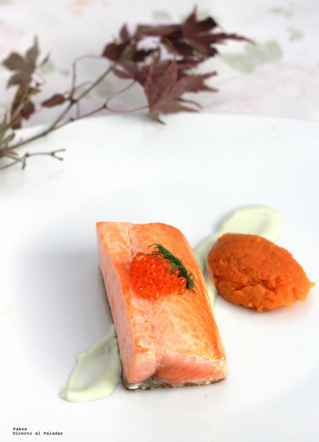 Lingote de salmón con boniato y mayonesa de wasabi. Receta de Navidad