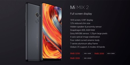 Xiaomi Mi Mix 2 Precios