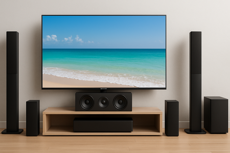 smart TV Samsung y altavoz central