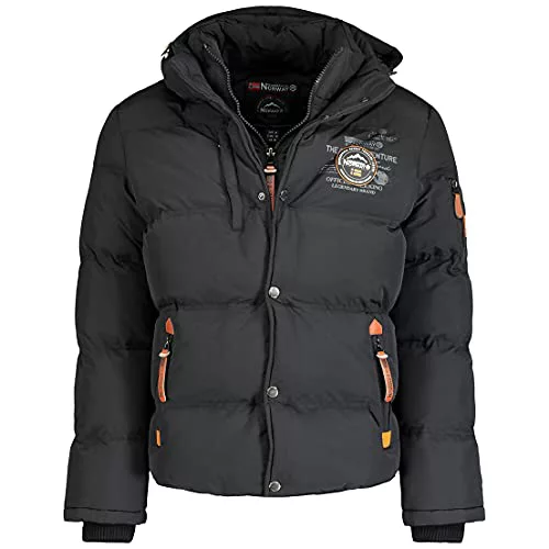 Geographical Norway - Chaqueta acolchada de invierno para hombre con capucha (Negro M)