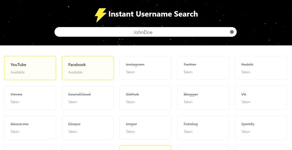 Comprueba la disponibilidad de nombres de usuario en más de 100 webs y redes sociales con Instant Username Search