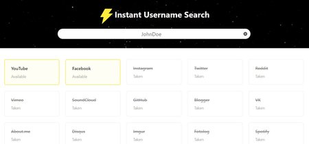Comprueba la disponibilidad de nombres de usuario en más de 100 webs y redes sociales con Instant Username Search