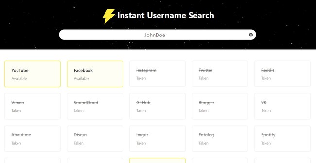 Instant Username Search