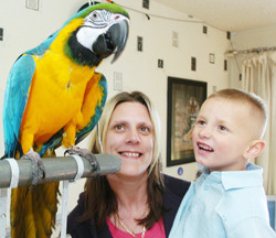 Un loro enseña a hablar a un niño autista