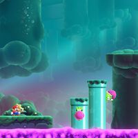 El pantano de las tuberías reptantes al 100% en Super Mario Bros. Wonder