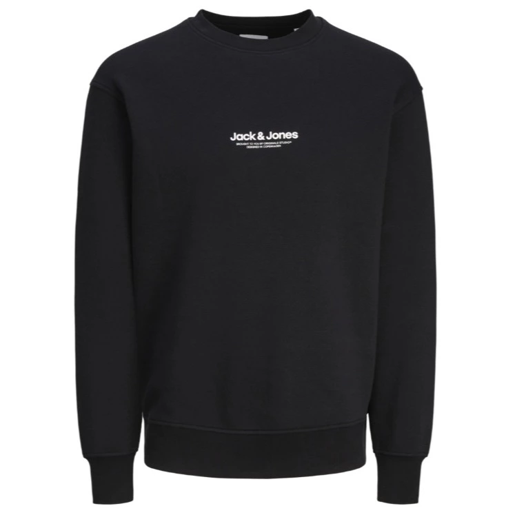 Jack & Jones Sudadera de hombre con cuello redondo y logo frontal