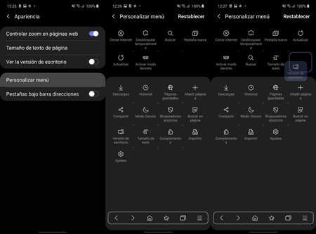 Personalizacion Ajustes Navegador Samsung
