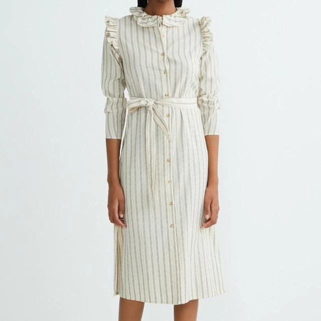 Unit Vestido mujer manga larga rayas volante