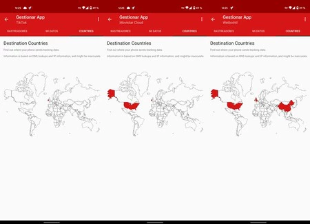 トラッカーのさまざまな場所を含む地図