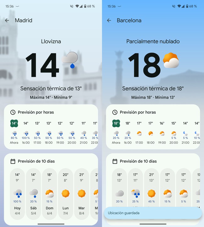 La mejor aplicación del Tiempo de Google es la nueva de los Pixel. No ...
