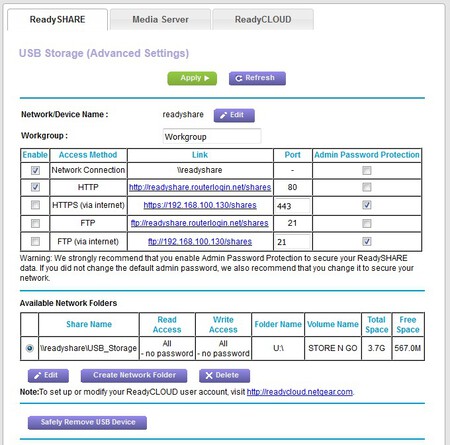 Advanced Usbfunctions Readysharestorage