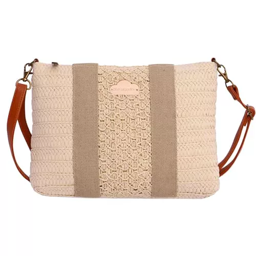 DON ALGODON, Bolso bandolera, Bandolera rafia, Bandolera mujer, Bandolera playa, Susana Beige