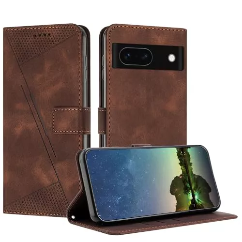 Mo-Beauty Funda para Google Pixel 8A, Carcasa de Cuero PU Magnético Caso a Libro Magnético Soporte Plegable Flip Antigolpes Protectora Funda para Google 8A - Marrón