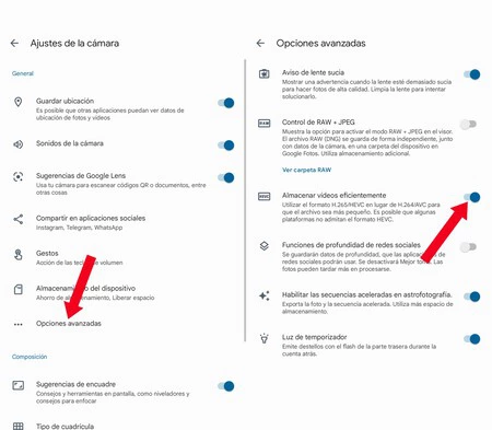 Ajustes Fotos Hevc